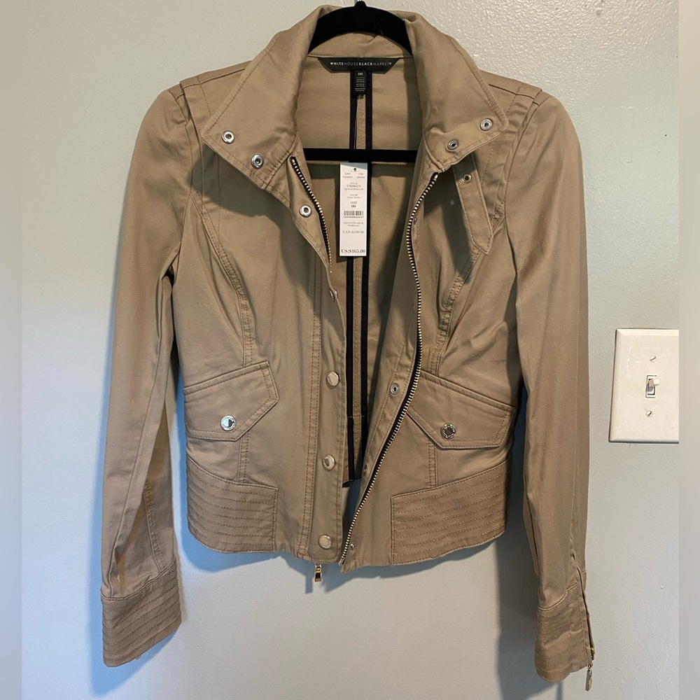 White House Black Market Zip Front Military Jacket
